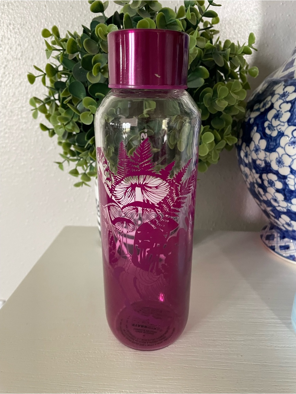 Starbucks Fall 2022 Berry Woodland Mushroom Glass Water Bottle 20-ounce